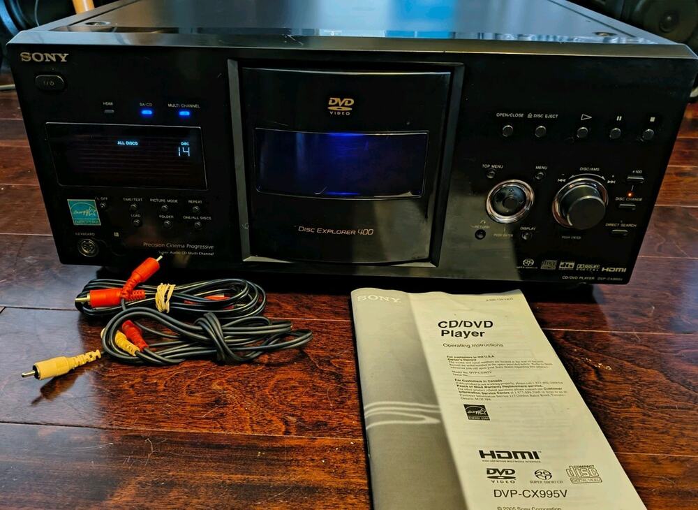 Sony DVP-CX995V 400-Disc CD DVD Player Changer HDMI SACD Tested Working Manual